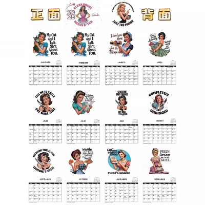 ปฏิทินผนังตามสั่ง 12 X 12 นิ้ว พร้อมการผูกระจกแบบสไพร่ในธีมวันหยุด / ฤดูกาล