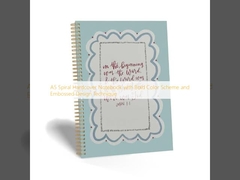 สมุดโน้ตปกแข็งแบบเกลียว A5 พร้อมโทนสีโดดเด่นและเทคนิคการออกแบบแบบนูน