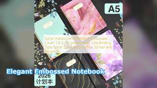 สมุดบันทึกปกแข็งเกลียวลายนูนหรูหรา